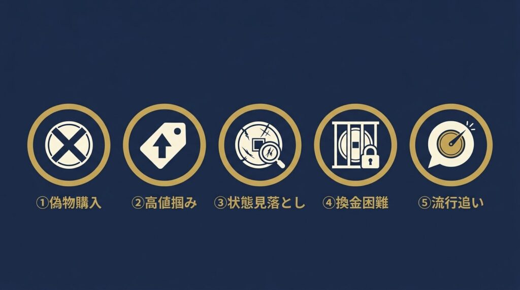 アンティークコイン投資の失敗パターン5選の概要図