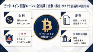 ビットコイン担保ローンの金利・審査・リスクと富裕層活用術を示す図解