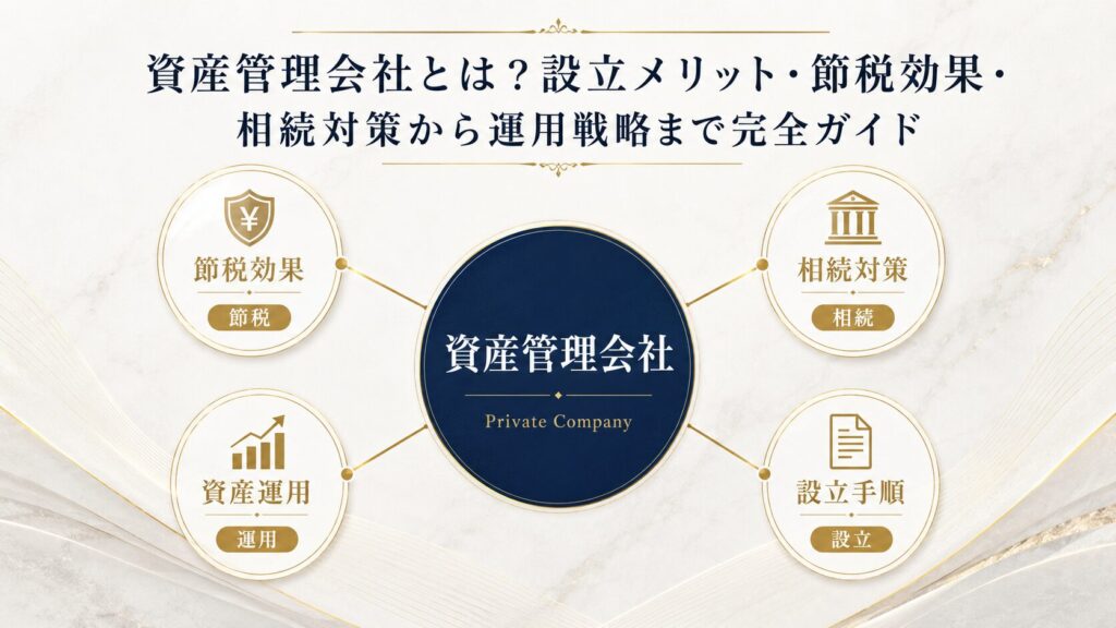 資産管理会社とは？節税・相続対策・運用戦略を示すインフォグラフィック