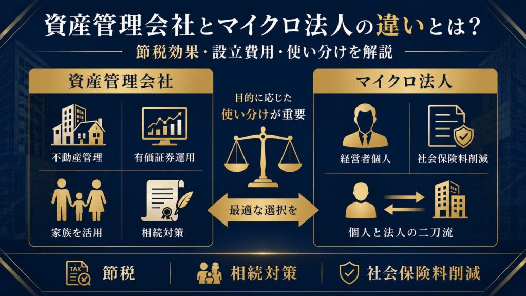 資産管理会社とマイクロ法人の違いを示す比較イメージ図