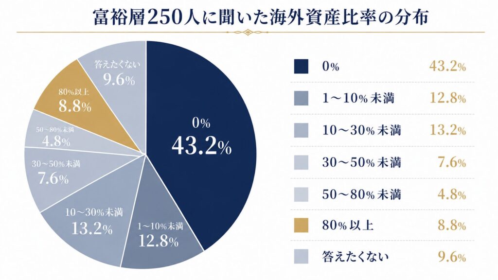 富裕層の海外資産比率の分布を示す円グラフ