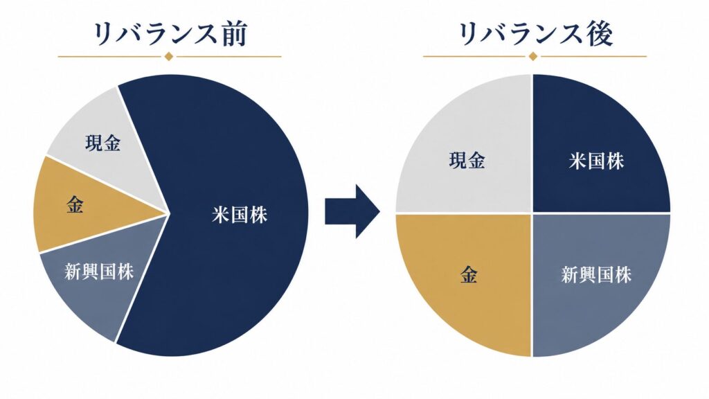 リバランス前後の円グラフ