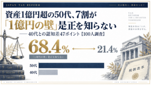 1億円の壁是正に関する富裕層100人調査の結果を示す図解