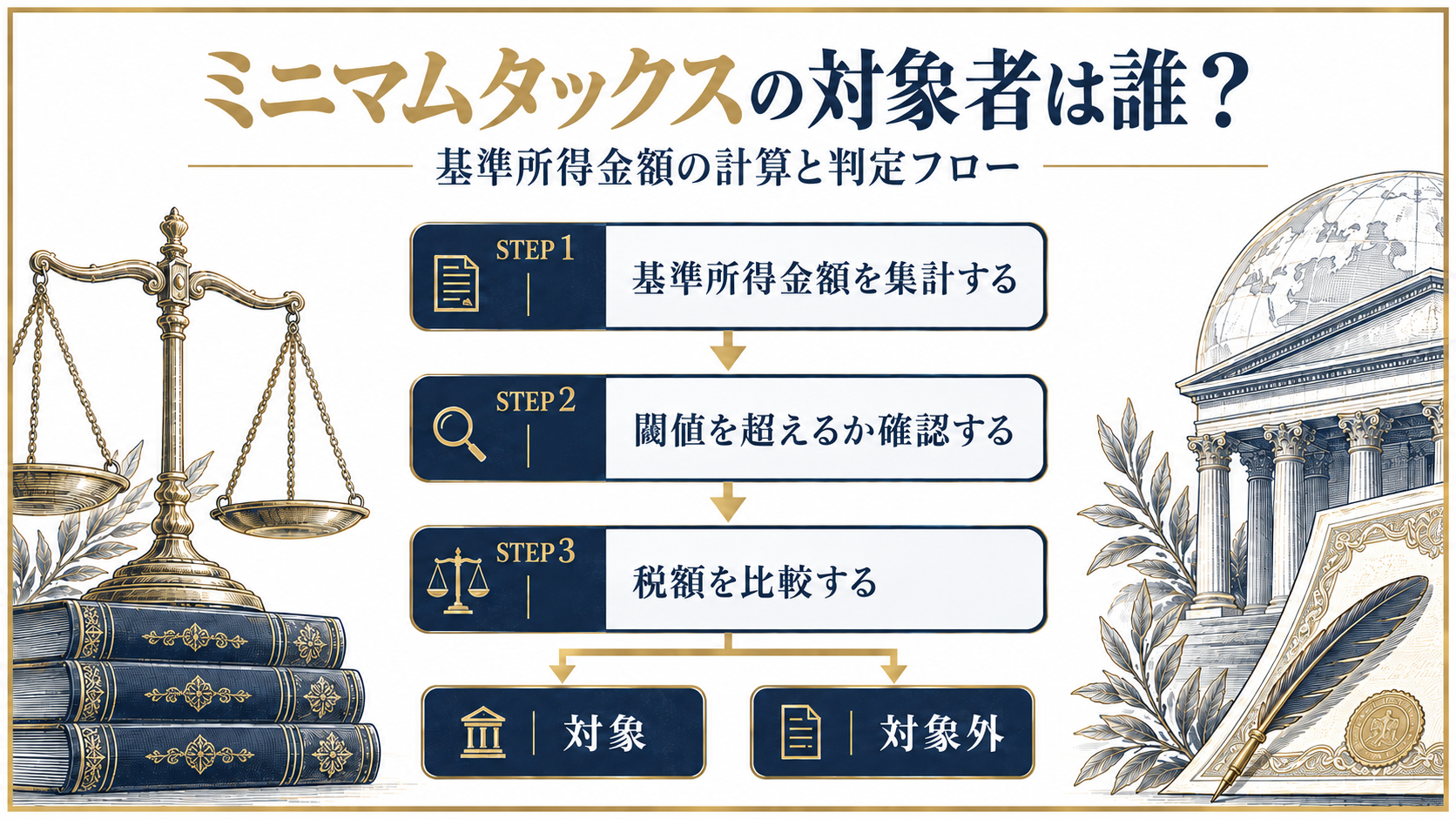 ミニマムタックスの対象者を判定するフローチャートの図解