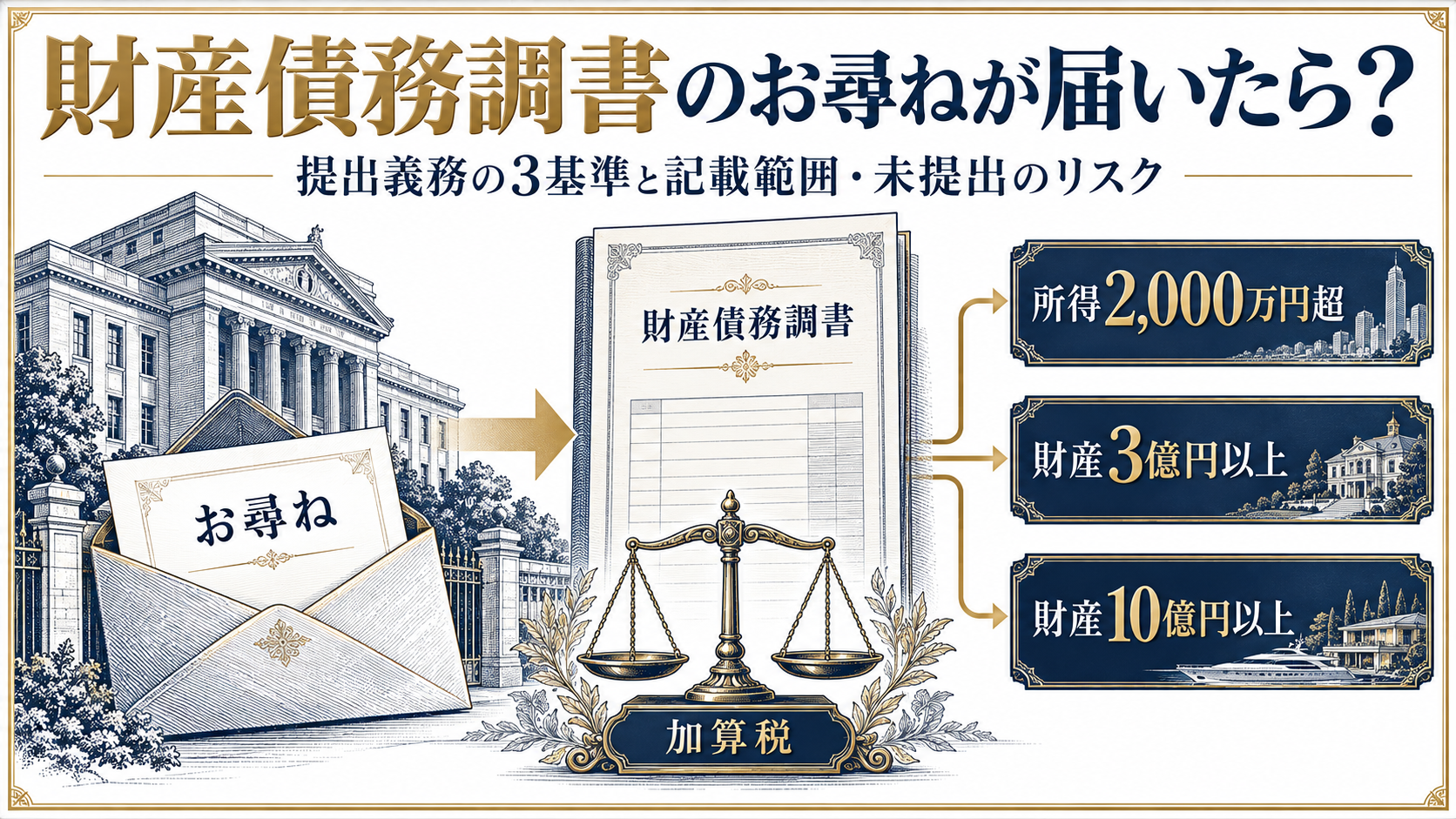 財産債務調書のお尋ねが届いたときに提出義務を判定する流れの図解